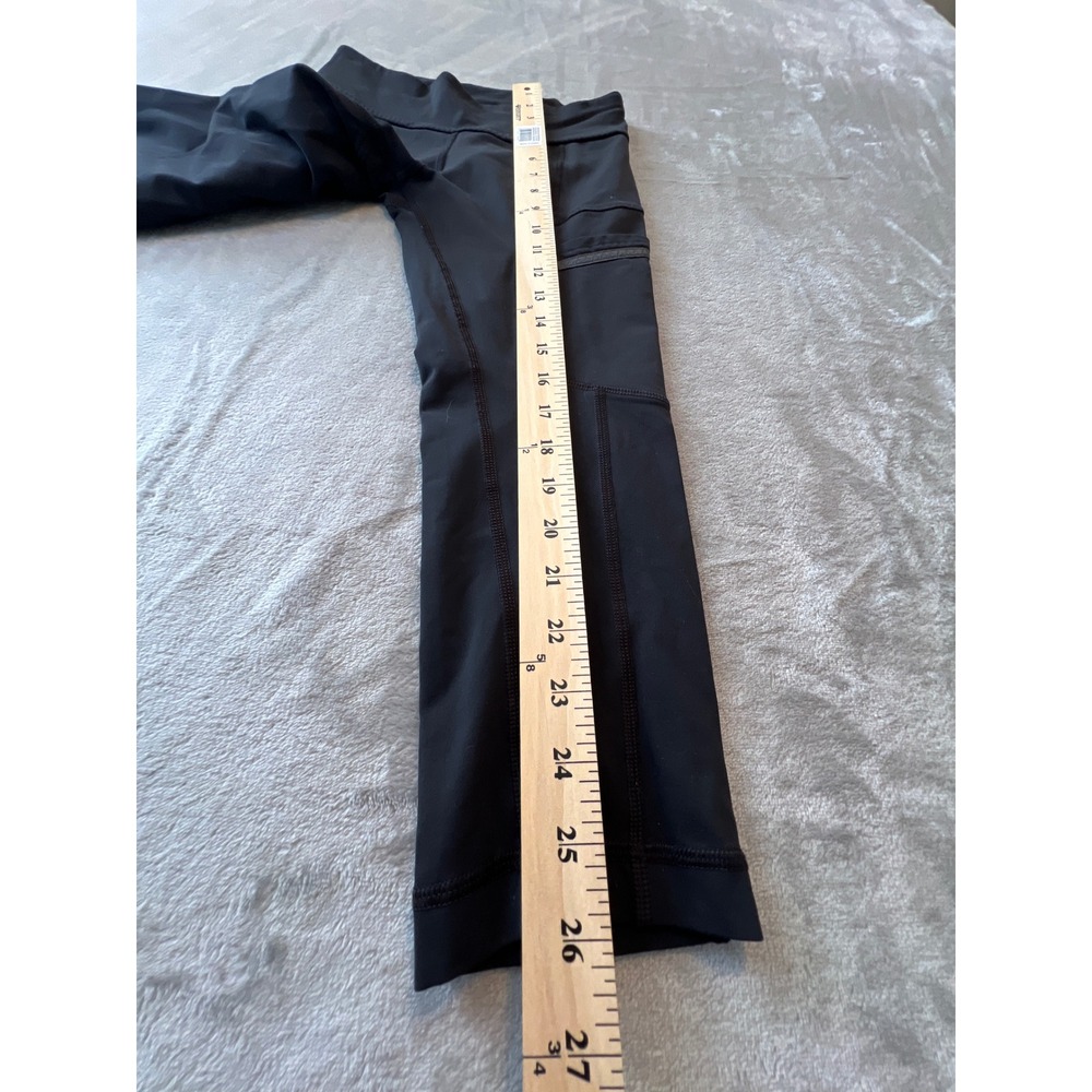 Lululemon Cargo Crop Leggings Womens 4 Black Pocket Athletic Yoga Pants - Picture 2 of 7